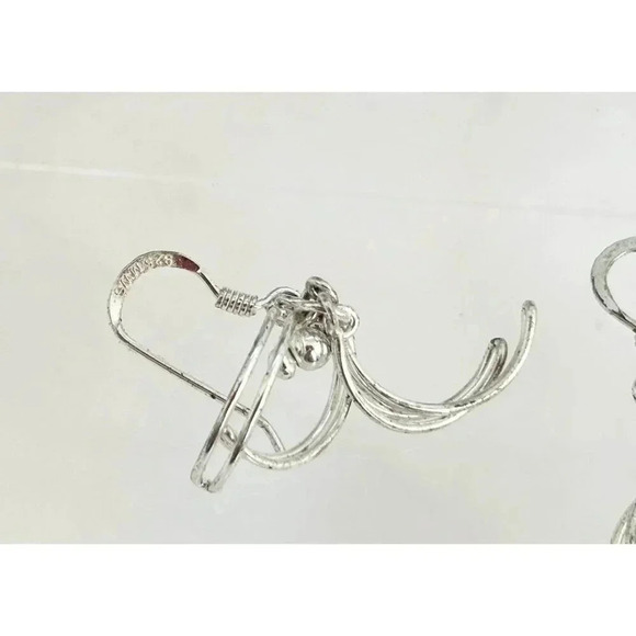 Half Circle Sterling Silver Vintage AMM 925 Stamped Dangle Earrings - Picture 3 of 5